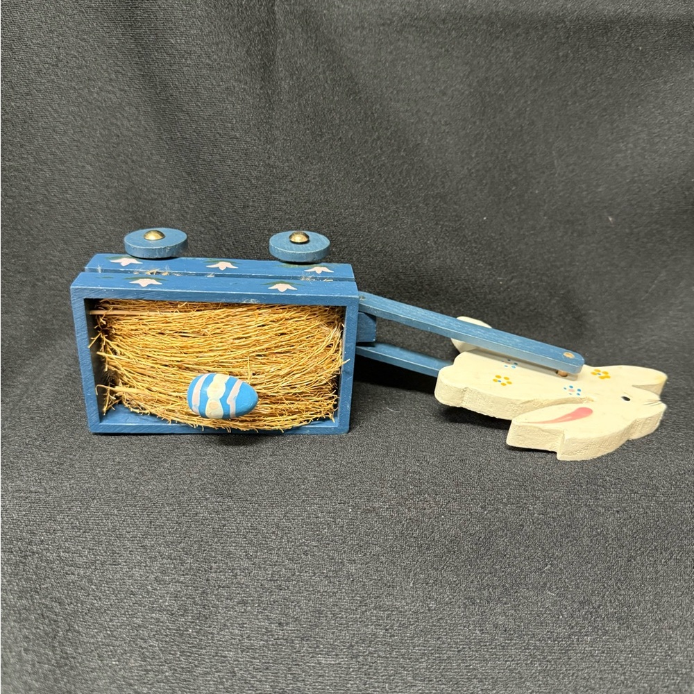 Easter bunny with cart vintage wooden hand painted - Picture 4 of 4